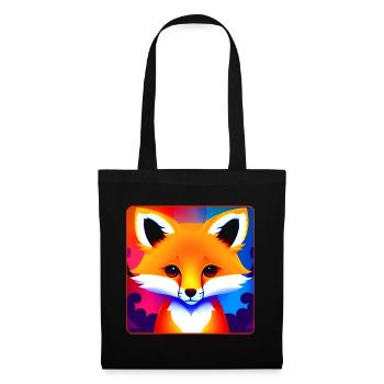 Niedlicher bunter Fuchs - Stoffbeutel - Schwarz - Vorne