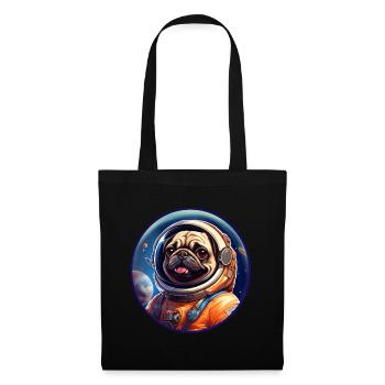 Pug in Space Mission Patch Dogs Astronaut - Tote Bag - black - Front