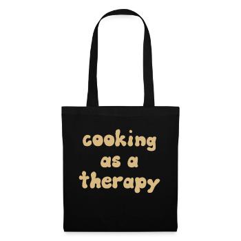 cooking as a therapy Kochshirt - Stoffbeutel - Schwarz - Vorne
