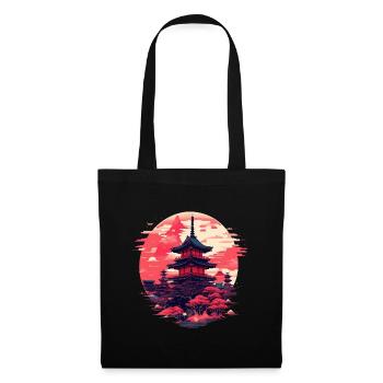 Enchanté dans le noir: Japan City - Sac en tissu - noir - Devant