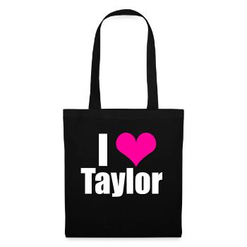 Ich liebe Taylor mit Herz, I heart Taylor - Stoffbeutel - Schwarz - Vorne