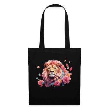 lion, prédateur, fleurs, romantique, roi, crinière - Sac en tissu - noir - Devant