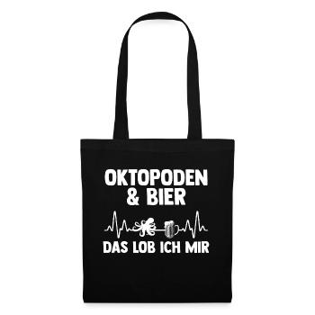 Tintenfisch Oktopus - Stoffbeutel - Schwarz - Vorne