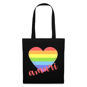 t-shirt amuri gay lgbt heart love love Liebe amor - Tote Bag - black - Front