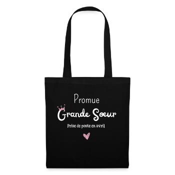 Promue grande soeur en avril - annonce grossesse - Sac en tissu - noir - Devant