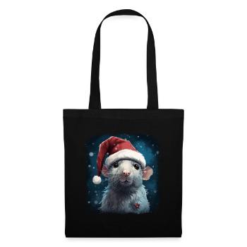 Coole Weihnachtspunk Ratte - Stoffbeutel - Schwarz - Vorne