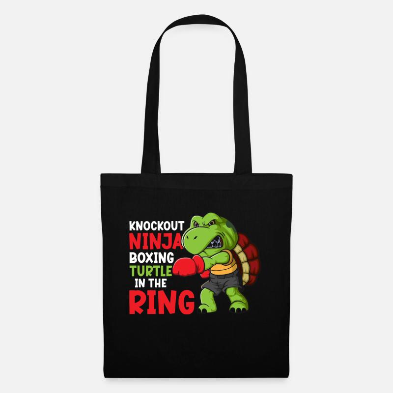 Funny Turtle Graphic Knockout Turtle Ninja Vintage - Tote Bag - black