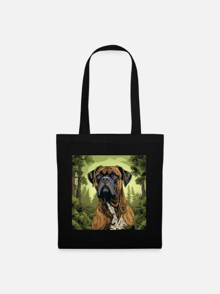 Boxer Hund Hunderasse im Retro Vintage Design - Stoffbeutel - Schwarz