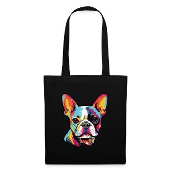 Bouledogue français coloré Frenchie Dog - Sac en tissu - noir - Devant