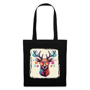 Reindeer with Christmas baubles and hat - Tote Bag - black - Front