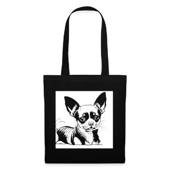 Lustiger Chihuahua mit Sonnenbrille Chihuahuas - Stoffbeutel - Schwarz - Vorne