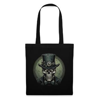 Steampunk Zombie Schädel - Stoffbeutel - Schwarz - Vorne