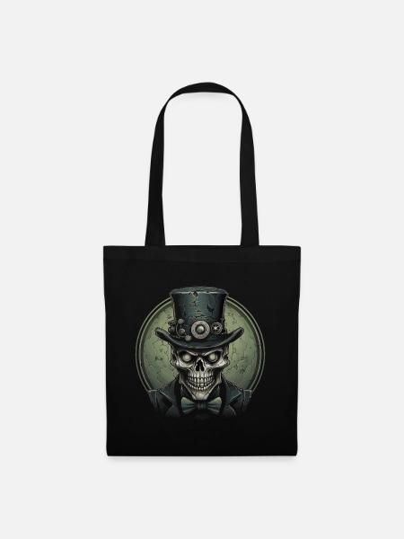 Steampunk Zombie Schädel - Stoffbeutel - Schwarz