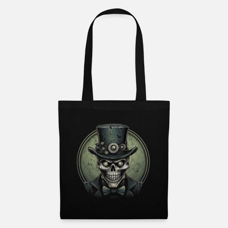 Steampunk Zombie Schädel - Stoffbeutel - Schwarz