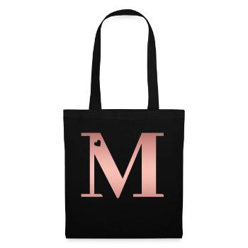 letter M rose gold - Tote Bag - black - Front