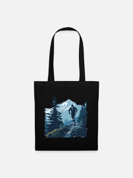 Un coureur trail sur un sentier en montagne - Sac en tissu - noir