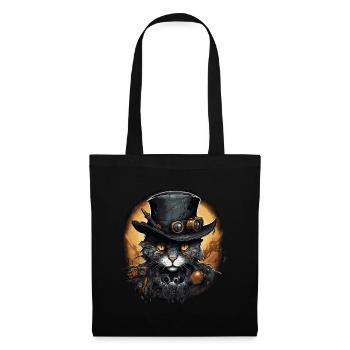 Steampunk Katze - Stoffbeutel - Schwarz - Vorne