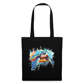 Turtle, watercolor turtle, splash - Tote Bag - black - Front