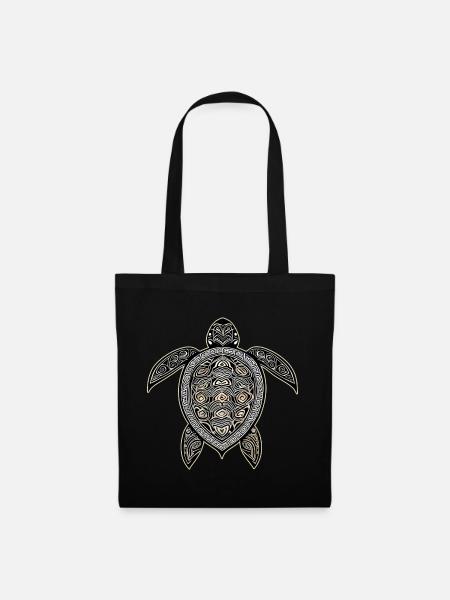 Maori Symbol Schildkröte II - Stoffbeutel - Schwarz