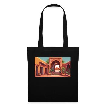 Marrakesch, Marokko - Pixel Art - Stoffbeutel - Schwarz - Vorne