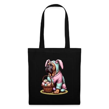 Presa Canario als Osterhase - Stoffbeutel - Schwarz - Vorne