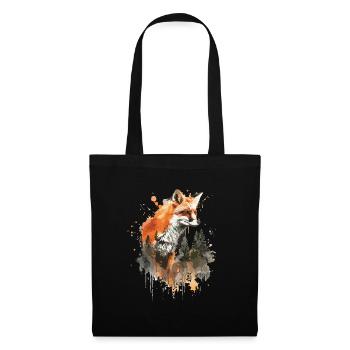 Aquarell Fuchs, Fuchs - Stoffbeutel - Schwarz - Vorne