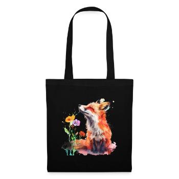 Aquarell Fuchs, Fuchs - Stoffbeutel - Schwarz - Vorne