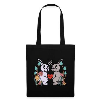Hase Hase Liebe Herz Kaninchen Natur Nager - Stoffbeutel - Schwarz - Vorne