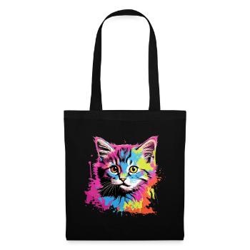 Coole Katze - Stoffbeutel - Schwarz - Vorne