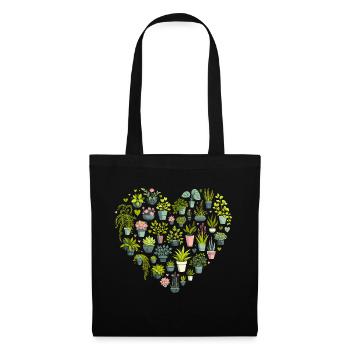 Cœur de plante - Sac en tissu - noir - Devant