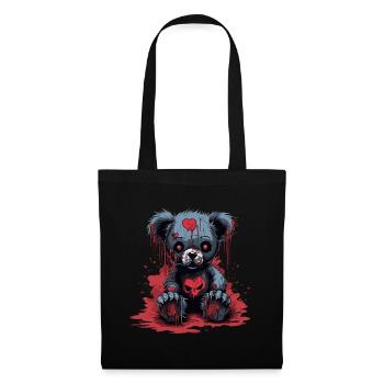 Ours en peluche mignon et effrayant - Sac en tissu - noir - Devant