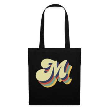 Retro M Buchstabe - Stoffbeutel - Schwarz - Vorne