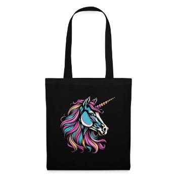 Buntes Einhorn - Stoffbeutel - Schwarz - Vorne
