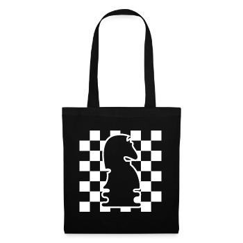 Schach Pferd Schachbrett Muster Symbol Grafik Logo - Stoffbeutel - Schwarz - Vorne