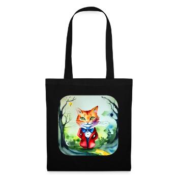 Chat fou mignon - Sac en tissu - noir - Devant