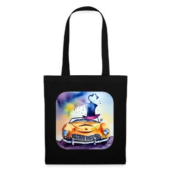 Voiture folle qui rit avec chapeau - Sac en tissu - noir - Devant