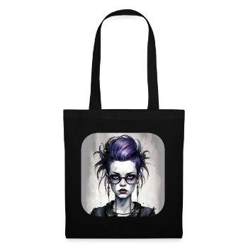 Fille punk gothique cool - Sac en tissu - noir - Devant