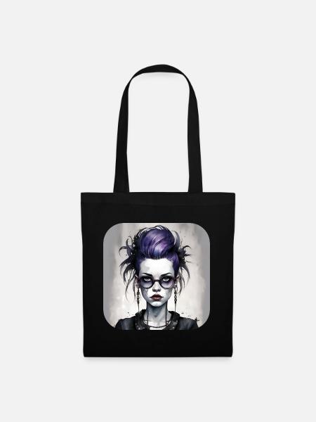 Cooles Gothic Punk Girl - Stoffbeutel - Schwarz