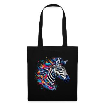 Zebra - Stoffbeutel - Schwarz - Vorne