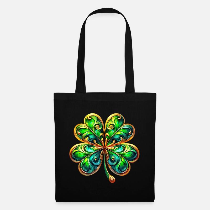 Trèfle à quatre feuilles - Sac en tissu - noir