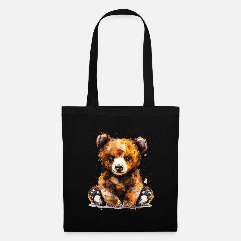 Baby-Grizzlybär - Stoffbeutel - Schwarz