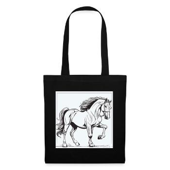 Pferd Pferde Pony Hengst Ross Gaul - Stoffbeutel - Schwarz - Vorne