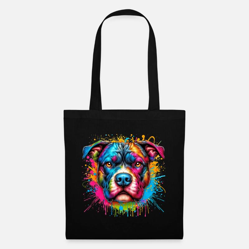 Pitbull Hund - Stoffbeutel - Schwarz