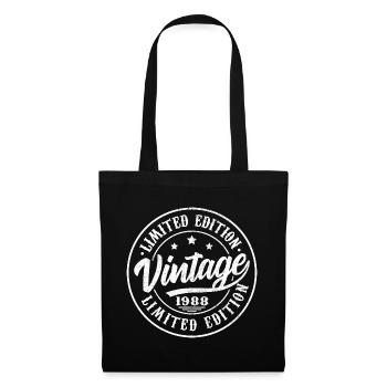 1988 Vintage Retro 1988 Geburtstagsgeschenk 1988 - Stoffbeutel - Schwarz - Vorne