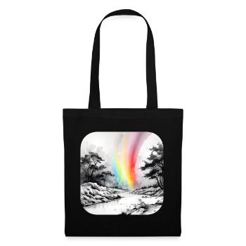 Landschaft mit Regenbogen - Stoffbeutel - Schwarz - Vorne