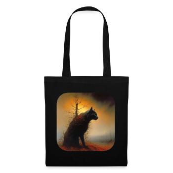 Schwarze Horror Katze - Stoffbeutel - Schwarz - Vorne