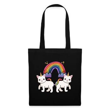 Chat Licorne Arc-en-ciel Chats Enfants - Sac en tissu - noir - Devant