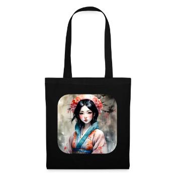 Jolie fille manga anime dans le style geisha - Sac en tissu - noir - Devant