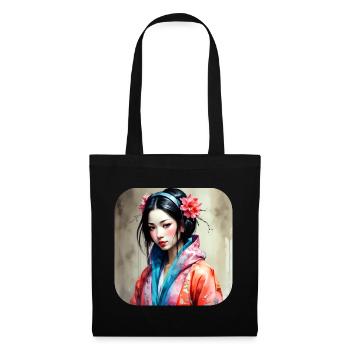Fille manga anime cool dans le style geisha - Sac en tissu - noir - Devant