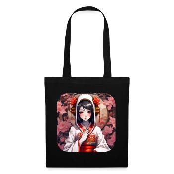 Jolie fille manga anime dans le style geisha - Sac en tissu - noir - Devant
